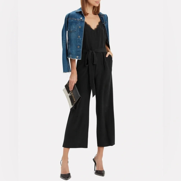 L'AGENCE DIA CAMISOLE Belted JUMPSUIT in Black - Picture 2 of 14